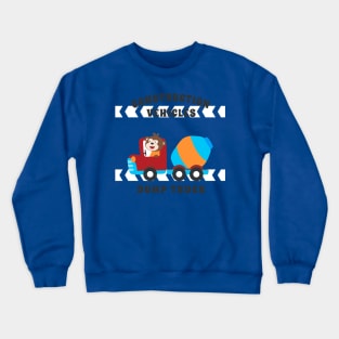 Vector illustration of contruction vehicle with cute litle animal driver. Crewneck Sweatshirt